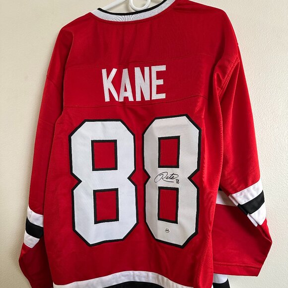 PATRICK KANE SIGNED CHICAGO BLACKHAWKS AUTOGRAPHED CUSTOM JERSEY W/COA XL - 730
